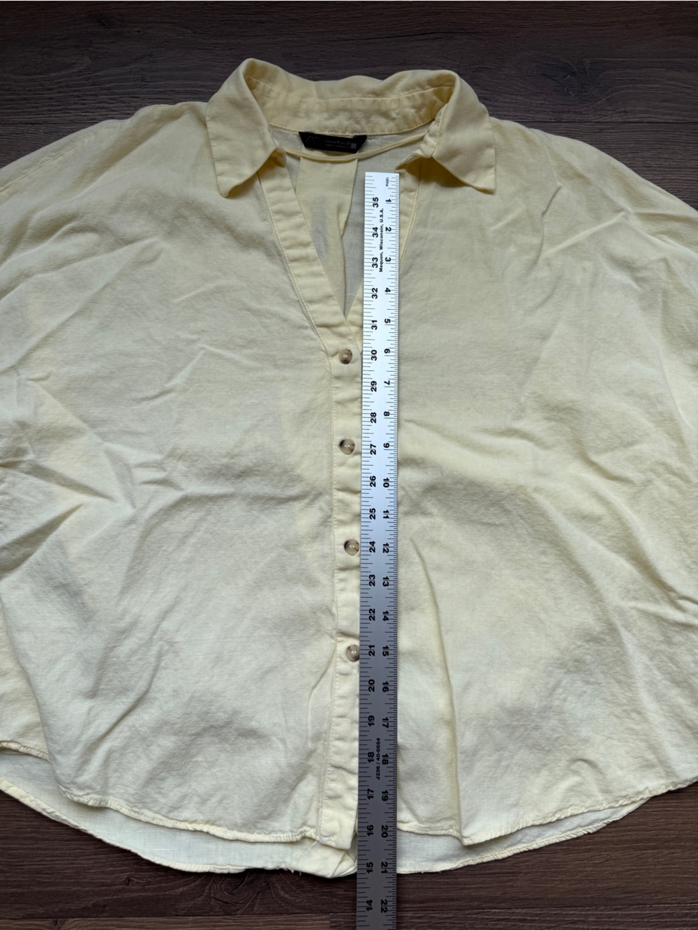 Zara 53% Linen 47% Cotton Oversized Button Shirt Blouse Butter Yellow Size M - Picture 7 of 10